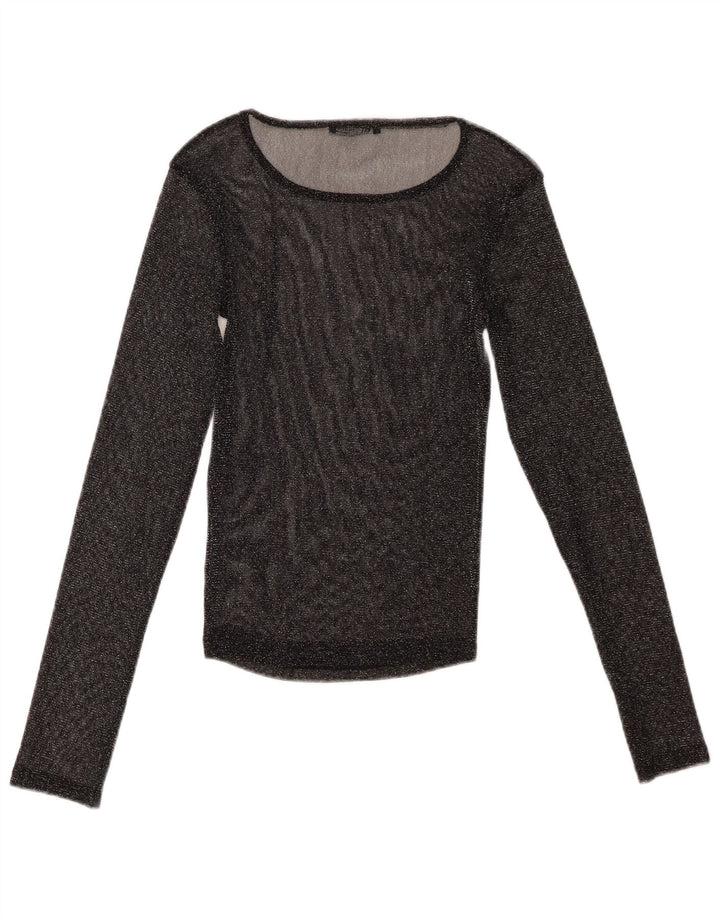 Damski top oversize Zara z długim rękawem, UK 10, mały, czarny
