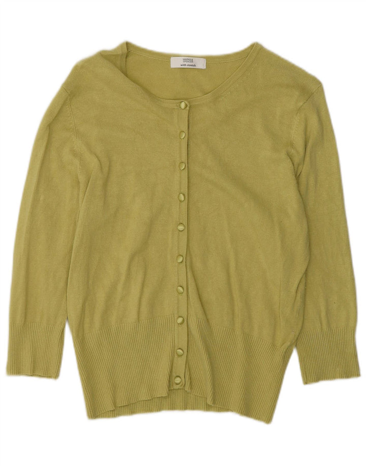 Marks & Spencer Damski sweter rozpinany z rękawem 3/4, UK 14, średni zielony