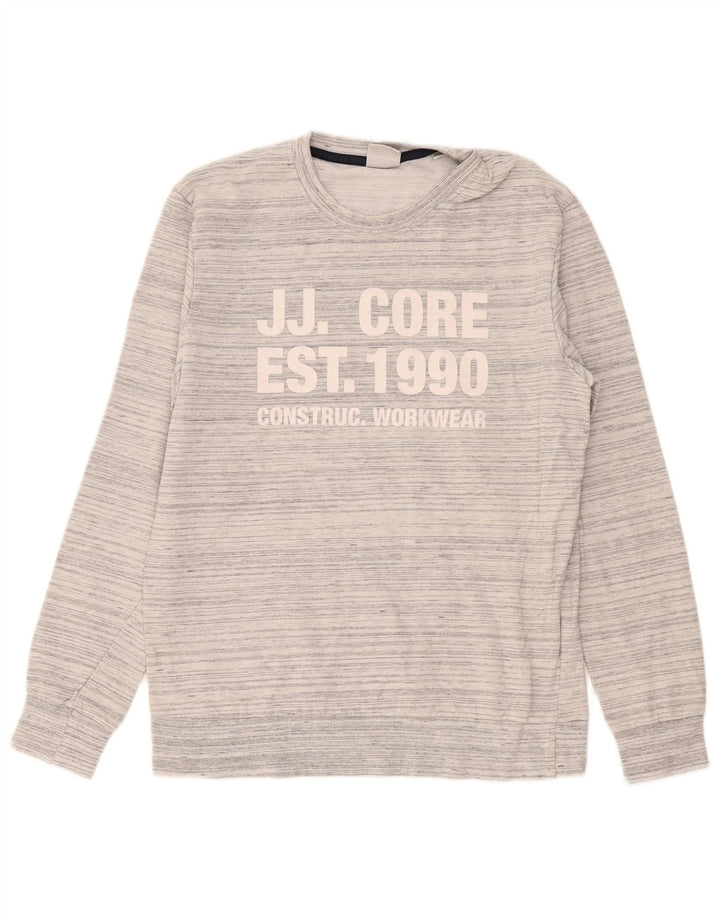 Męski sweter z grafiką Jack & Jones, średnioszary, bawełniany w cętki