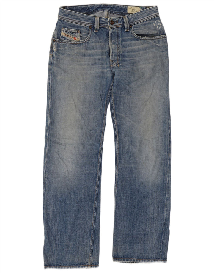 Diesel Męskie Levan Distressed Straight Jeans W32 L32 Niebieskie bawełniane