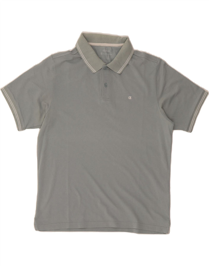 CHAMPION Mens Polo Shirt Medium Blue Cotton Vintage Champion and Second-Hand Champion from Messina Hembry 