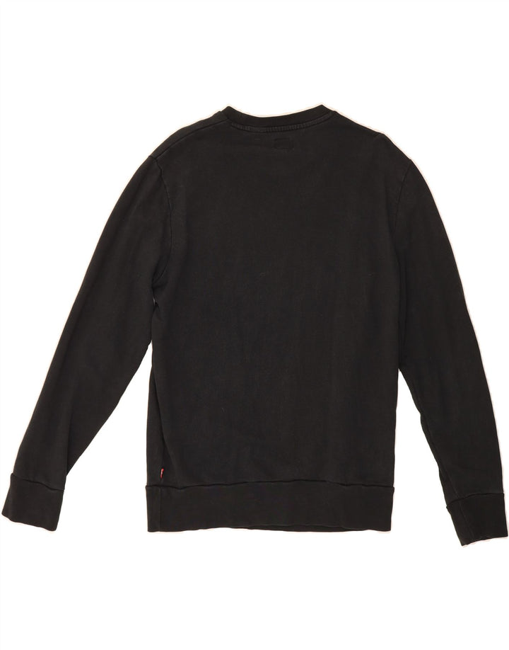LEVI'S Mens Graphic Sweatshirt Jumper Small Black Cotton Vintage Levi's and Second-Hand Levi's from Messina Hembry 