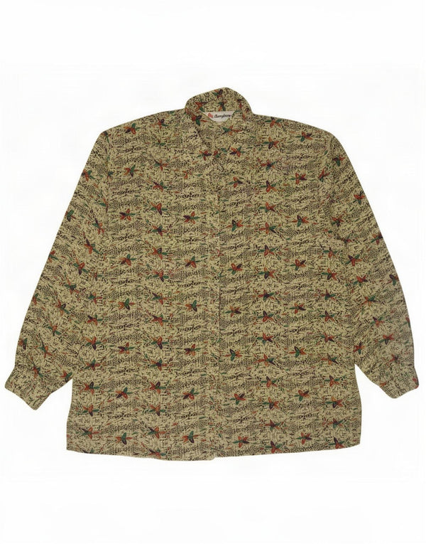 Bluzka damska z długim rękawem w stylu vintage, UK 18 XL, żółta w kwiaty