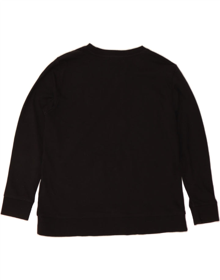 DKNY Womens Graphic Sweatshirt Jumper UK 14 Medium Black Cotton Vintage Dkny and Second-Hand Dkny from Messina Hembry 