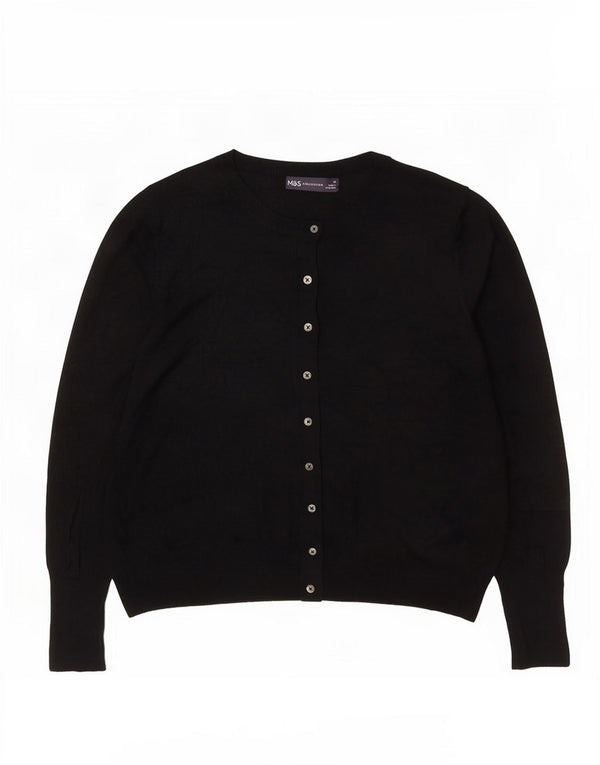 Marks & Spencer Damski sweter kardigan UK 14, duża, czarna wiskoza
