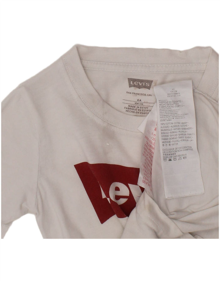 Chłopięcy T-shirt z grafiką LEVI'S, 3-4 lata, biała bawełna