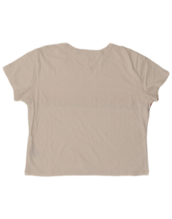 Damska koszulka z grafiką TOMMY HILFIGER Top UK 14 Średnia biała bawełna