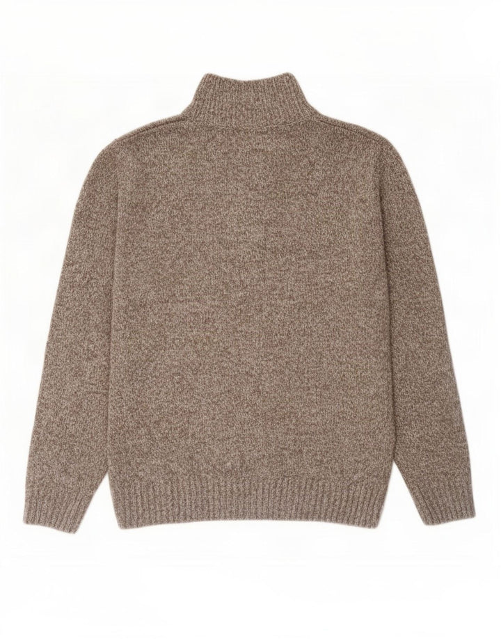Marks & Spencer Męski sweter zapinany na guziki, średniobrązowy, nakrapiany