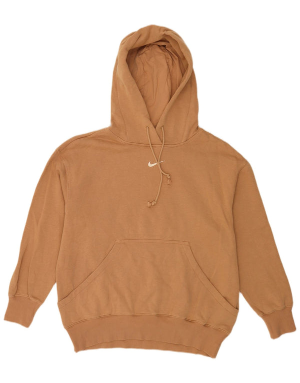Męski sweter z kapturem Nike o luźnym kroju, mały, brązowy, bawełniany