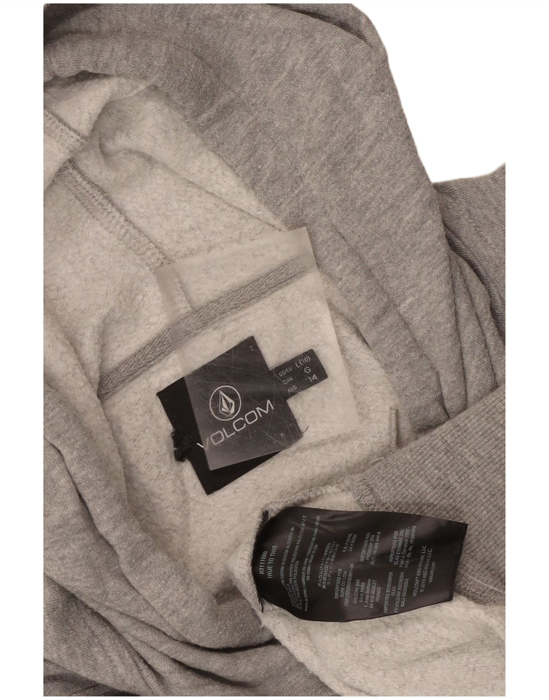 Damski sweter z kapturem Volcom US 10, duży, szary, bawełniany