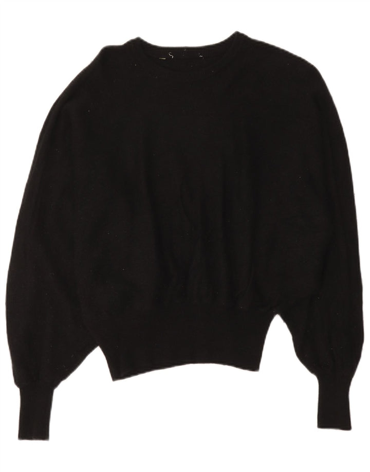Vintage damski sweter z okrągłym dekoltem w kształcie nietoperza, UK 14, średni czarny