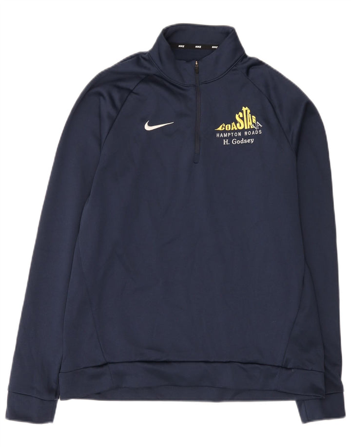 Męska bluza dresowa Nike Dri Fit z zamkiem błyskawicznym, mała, granatowa, poliestrowa