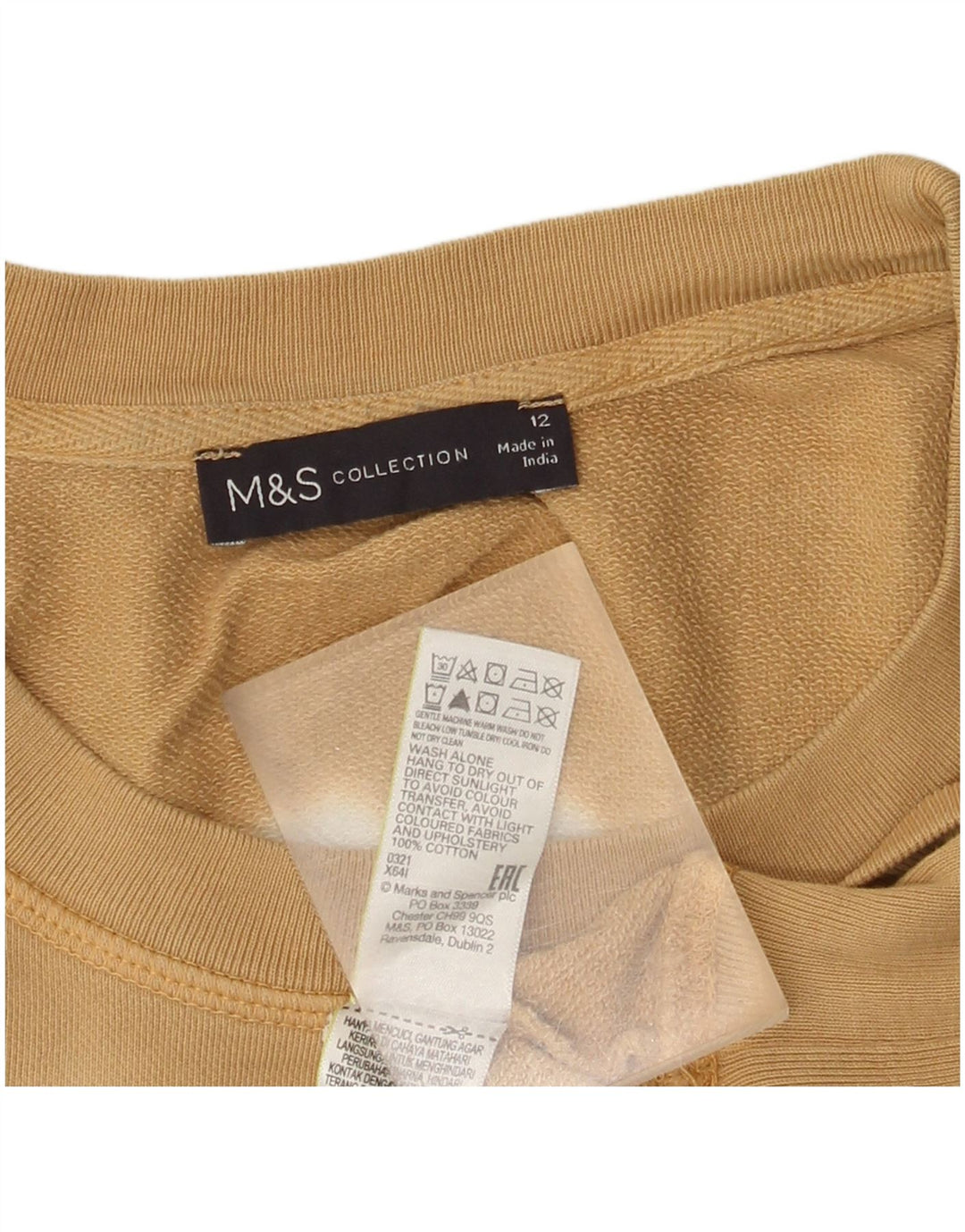 Damska bluza dresowa Marks & Spencer UK 12, średnia, beżowa, bawełniana w paski