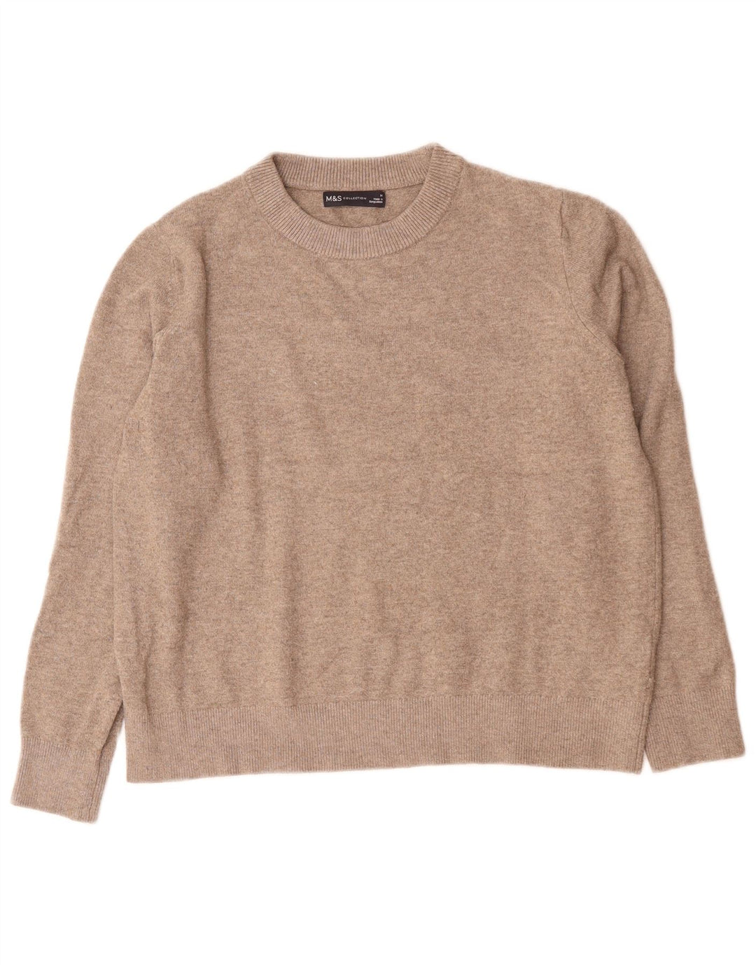 Marks & Spencer Damski sweter z okrągłym dekoltem, UK 14, średni szary poliester