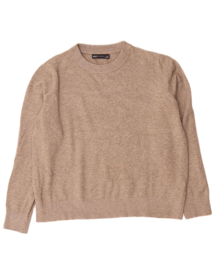 Marks & Spencer Damski sweter z okrągłym dekoltem, UK 14, średni szary poliester
