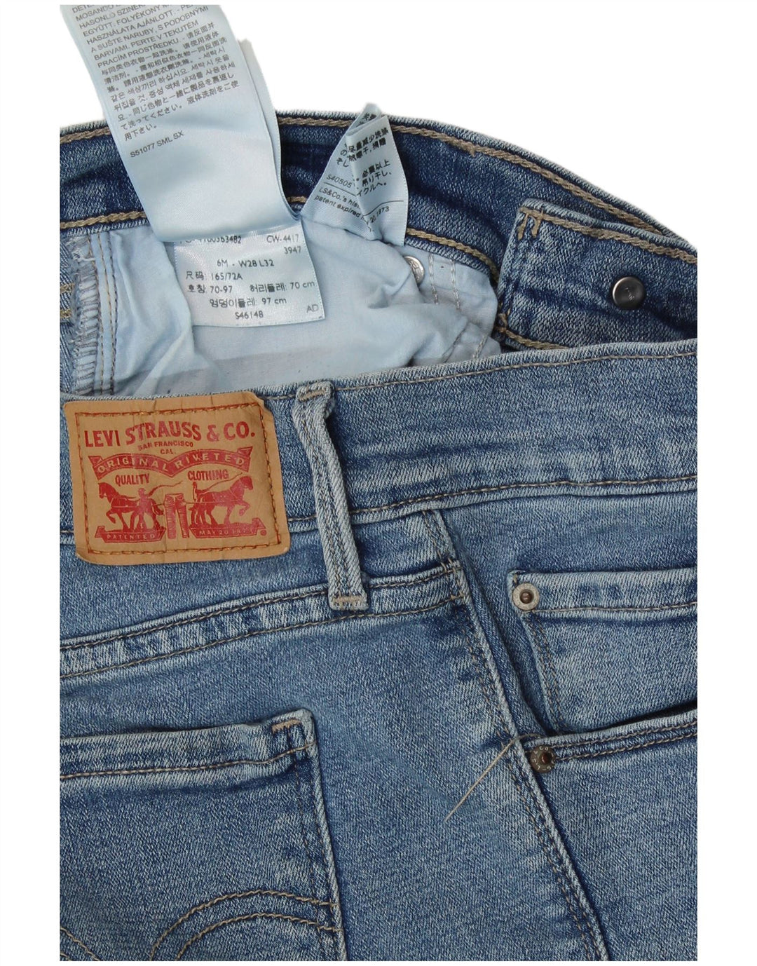 Damskie jeansy Levi's 505 Straight US 6 Medium W28 L32 Niebieskie bawełniane