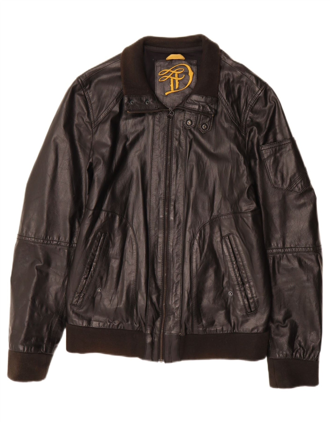 Vintage męska kurtka skórzana UK 38 średniej czarnej skóry