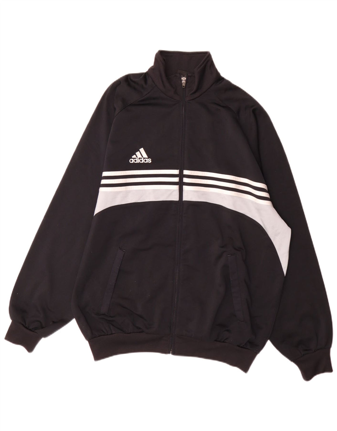 Adidas Męska bluza dresowa UK 42/44 Duży czarny poliester z blokami kolorów