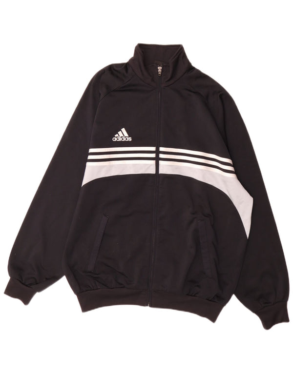 Adidas Męska bluza dresowa UK 42/44 Duży czarny poliester z blokami kolorów