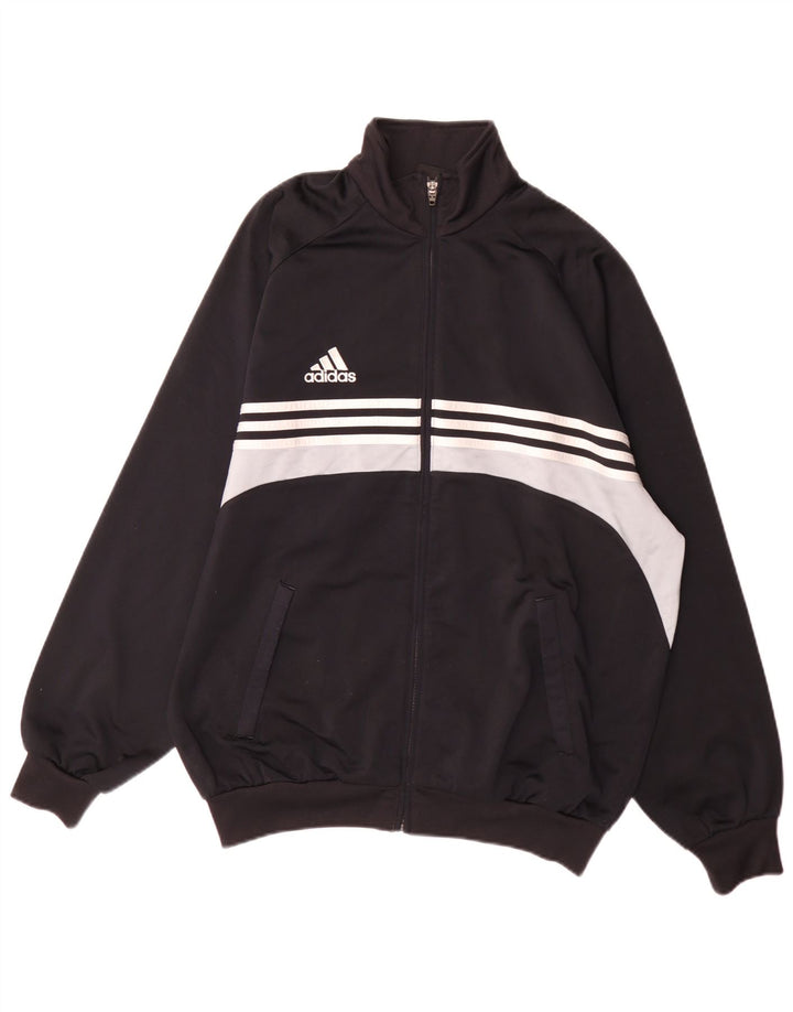 Adidas Męska bluza dresowa UK 42/44 Duży czarny poliester z blokami kolorów