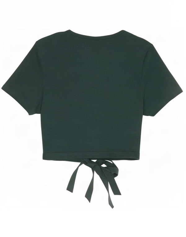 Krótki top damski Zara UK 8 Small, zielony, bawełniany