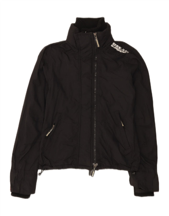 Damska kurtka przeciwdeszczowa Superdry Graphic UK 6 XS z czarnego nylonu