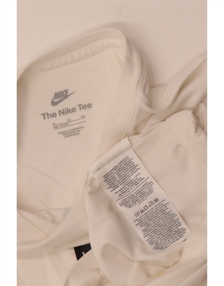 Chłopięcy T-shirt z grafiką NIKE, 13-14 lat, XL, biała, bawełniana