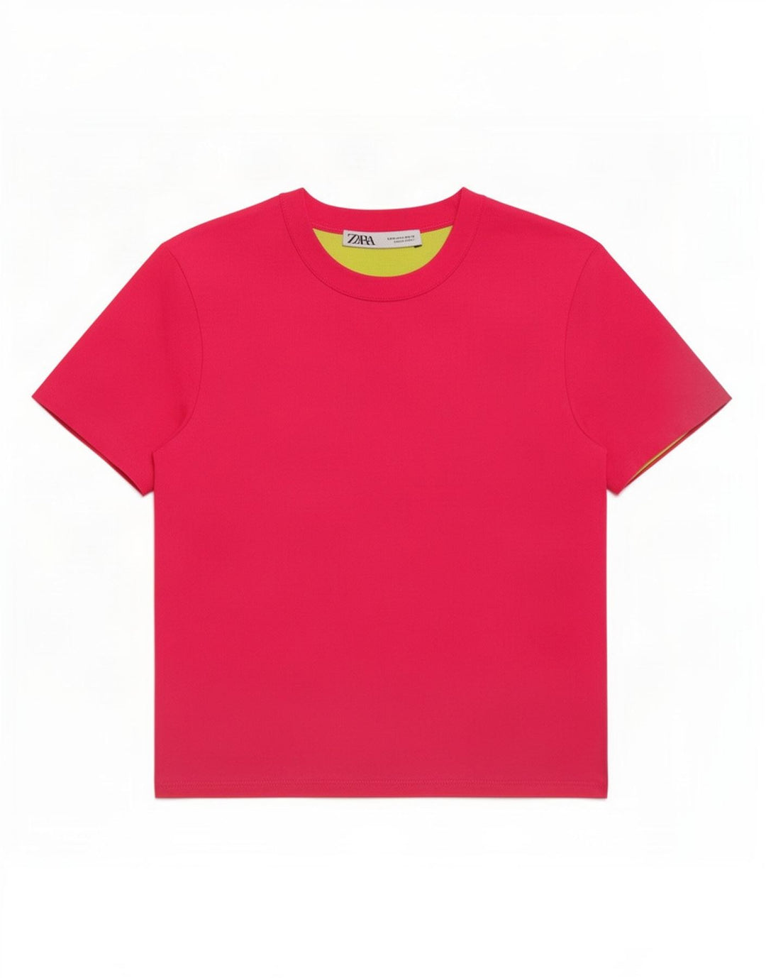Damski krótki t-shirt Zara UK 12, średni różowy poliester