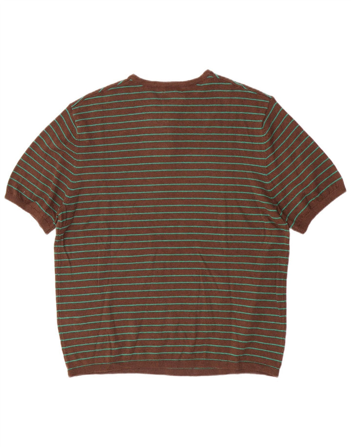 T-shirt męski Zara, bawełniany, w średnie brązowe paski