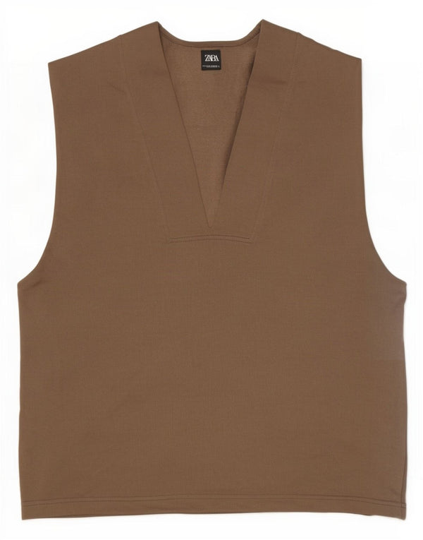 Damska kamizelka oversize Zara Top UK 10 Small Brown Cotton