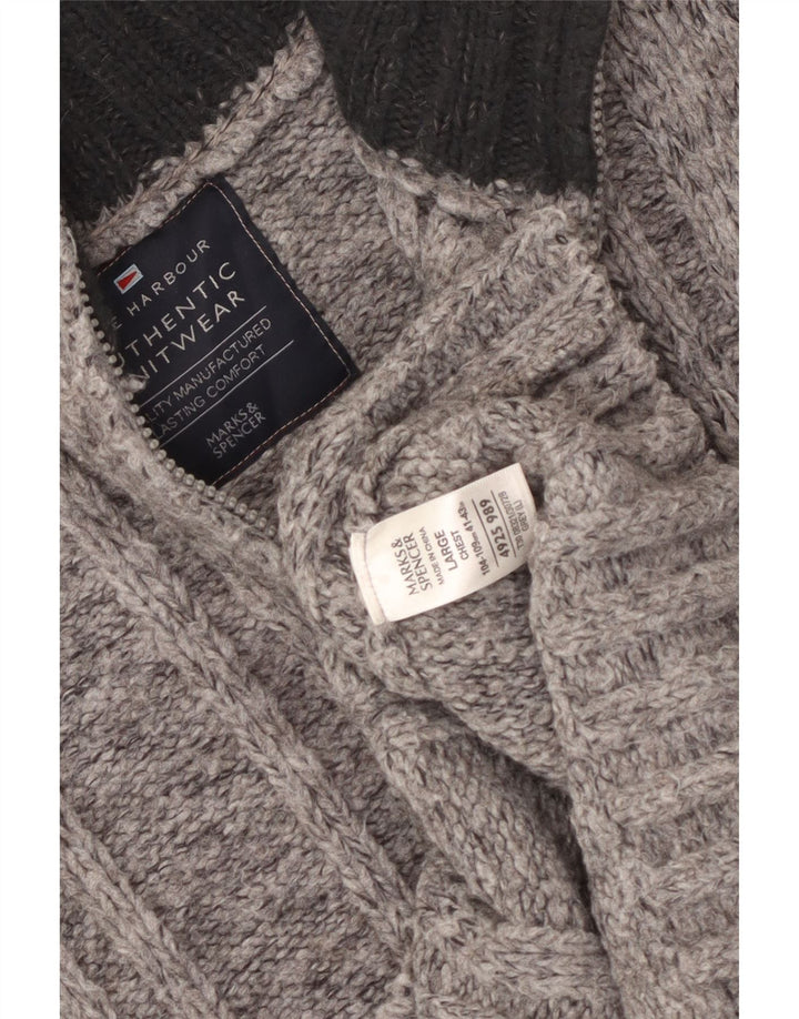 Męski sweter zapinany na zamek MARKS & SPENCER UK 41/43, duży, szary