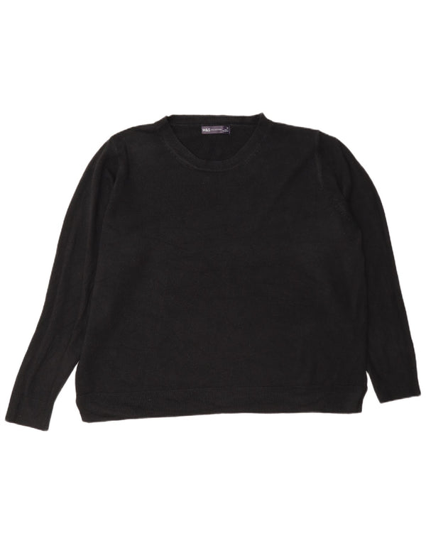 Damski sweter Marks & Spencer o regularnym kroju z okrągłym dekoltem, UK 22 2XL, czarny