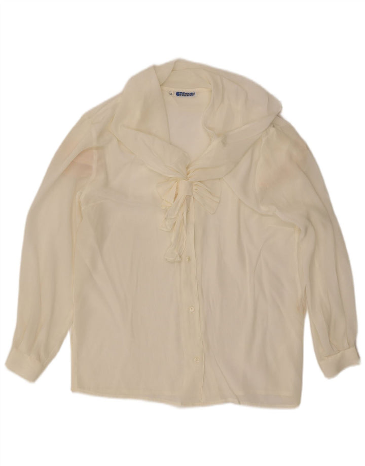 Damska bluzka koszulowa Lebole wiązana z przodu IT 44 Średni biały jedwab