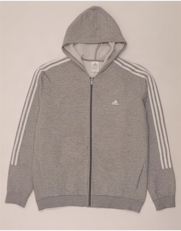 Adidas Męski sweter z kapturem i zamkiem błyskawicznym 2XL Szary, nakrapiany bawełniany