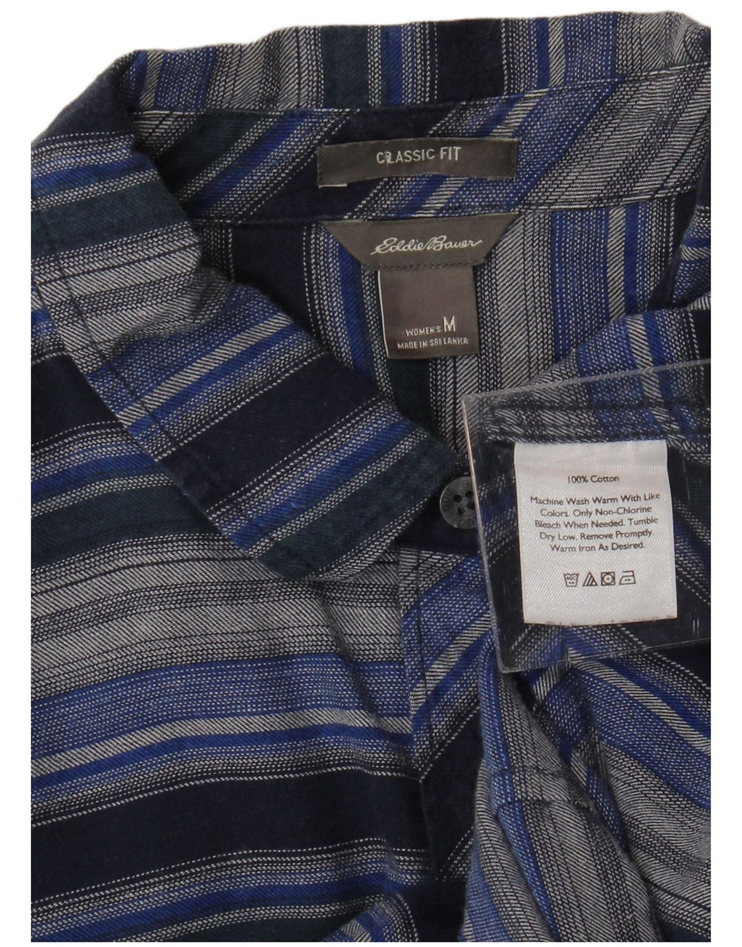 EDDIE BAUER Damska koszula flanelowa UK 14 w średnie granatowe paski