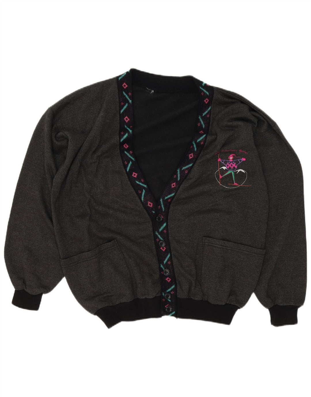 Vintage męski sweter rozpinany XL szary geometryczny
