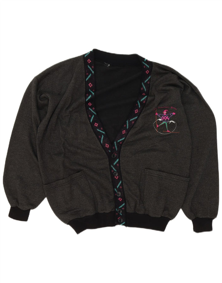Vintage męski sweter rozpinany XL szary geometryczny