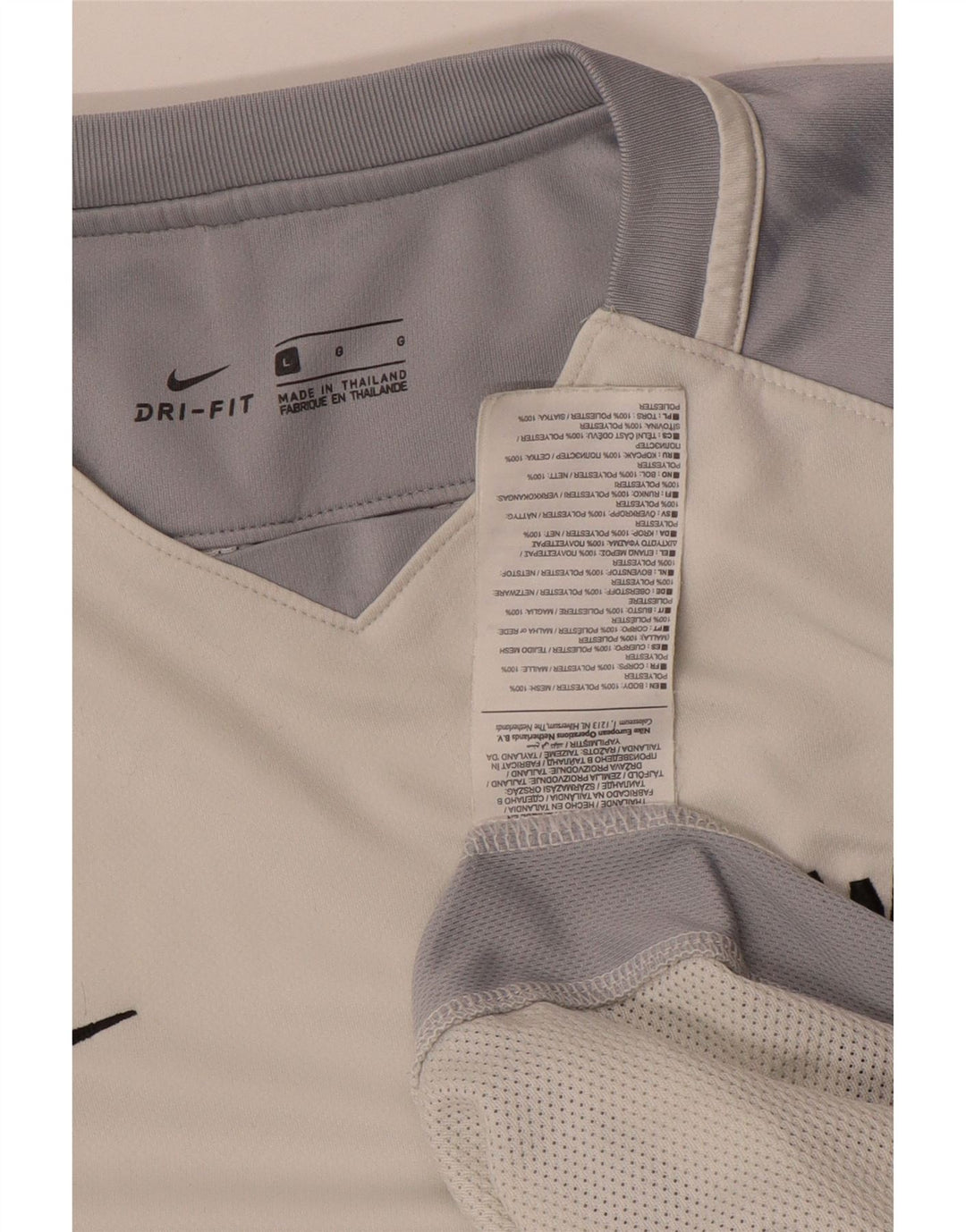Męska koszulka Nike Dri Fit z grafiką, długim rękawem, dużym białym poliestrem w blokach kolorów
