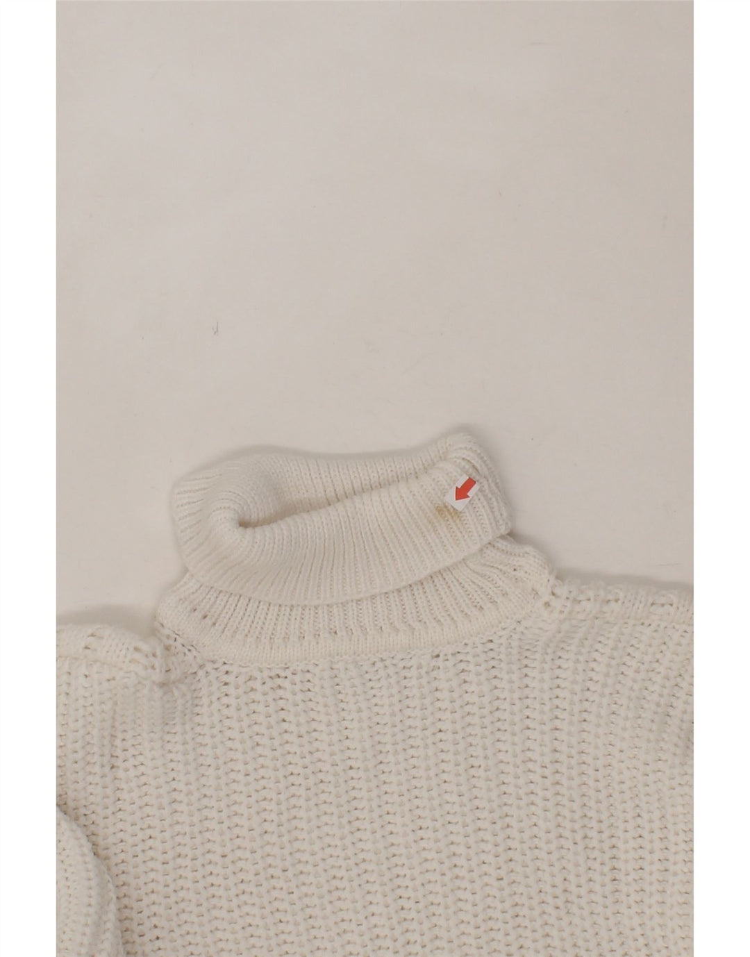 VINTAGE Womens Roll Neck Jumper Sweater UK 14 Medium White Acrylic Vintage Vintage and Second-Hand Vintage from Messina Hembry 