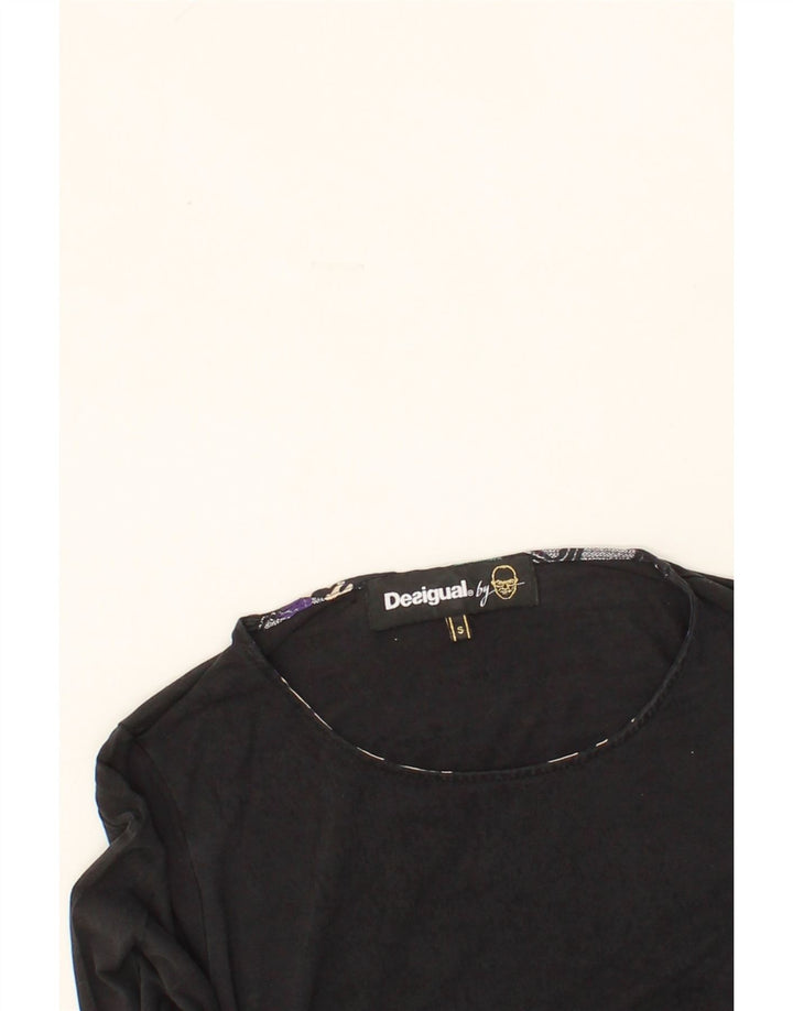 DESIGUAL Womens Abstract Pattern Tunic Top UK 10 Small Black Vintage Desigual and Second-Hand Desigual from Messina Hembry 