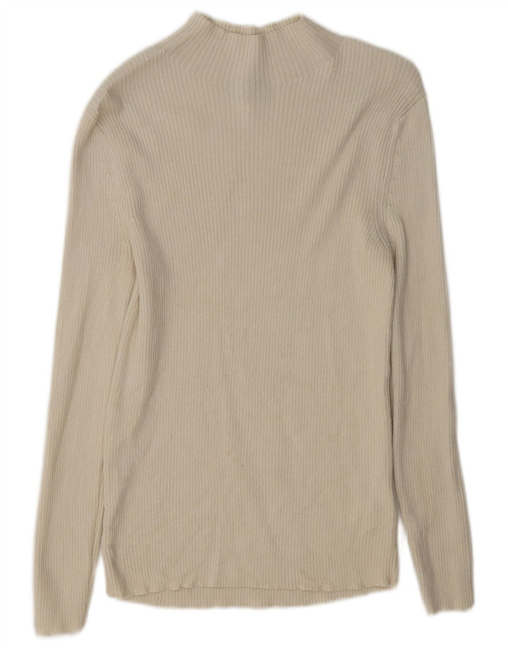 Marks & Spencer Damski sweter z golfem UK 12 Średni beż wełniany