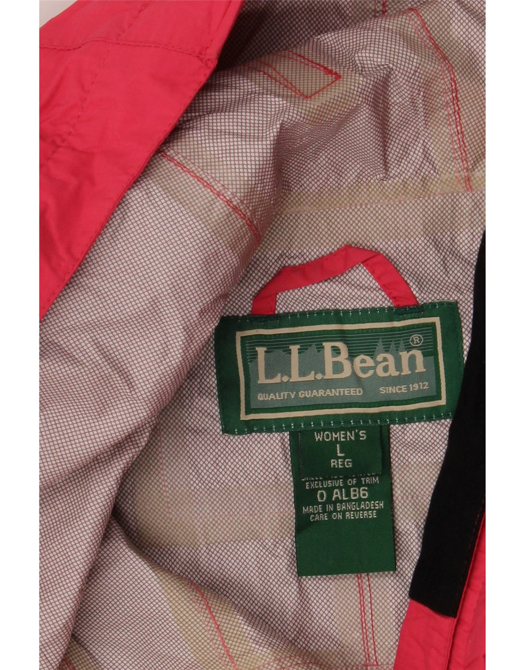 Damska kurtka przeciwdeszczowa z kapturem L.L.Bean UK 16, duża, różowa, nylonowa