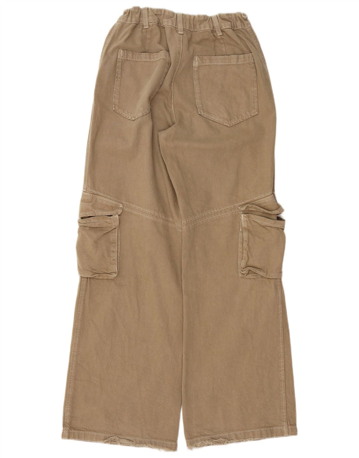 Damskie spodnie cargo z szeroką nogawką ZARA, małe W26 L31, beżowe