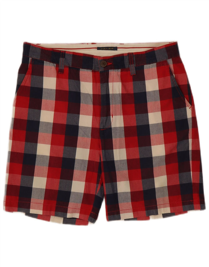 Męskie spodenki chino Zara EU 42 Large W32 w czerwoną kratkę