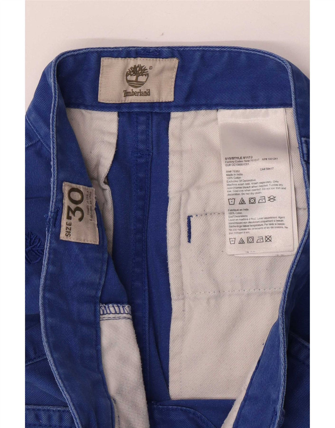 Męskie spodenki chino Timberland Medium W30, niebieska bawełna