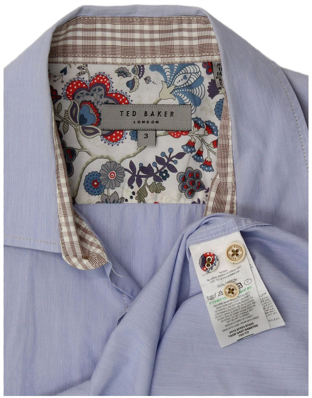 TED BAKER Mens Shirt Size 3 Medium Blue Cotton