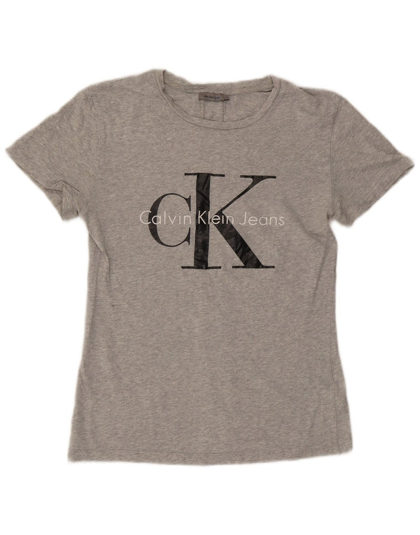 Damska koszulka graficzna Calvin Klein Jeans Top UK 10 Small Grey Flecked