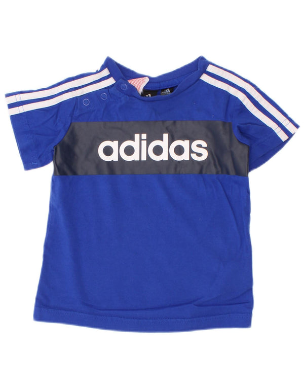 Koszulka Adidas Baby Boys z grafiką Top 9-12 miesięcy, niebieska bawełna z blokami kolorów
