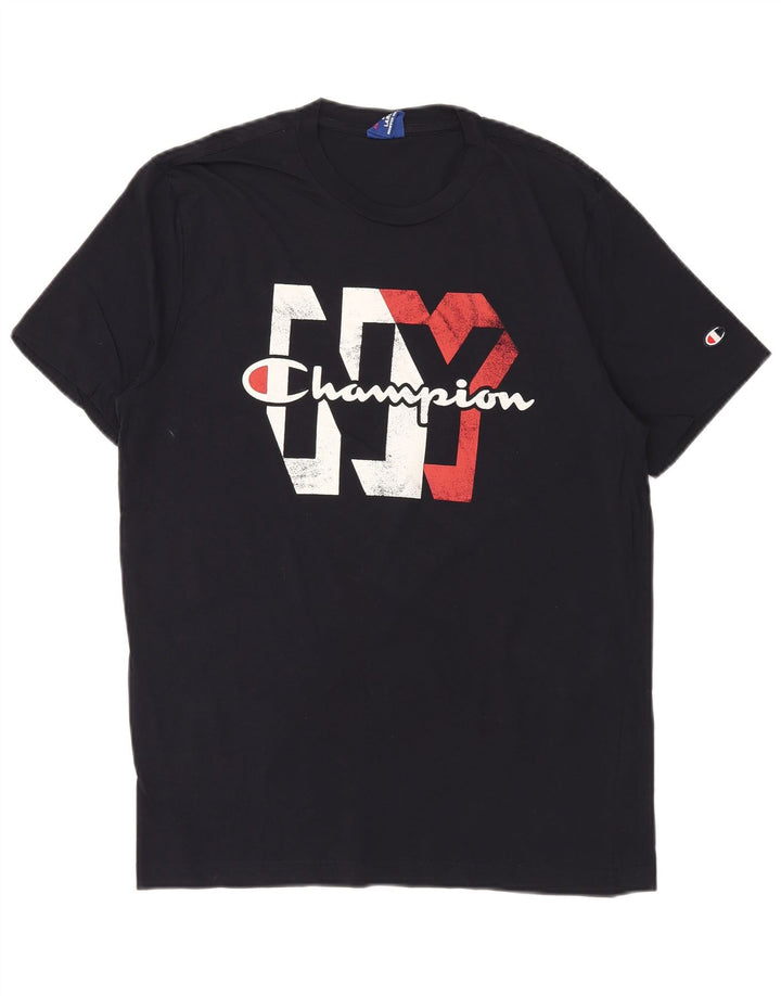 Męski T-shirt z grafiką CHAMPION, duży, granatowy