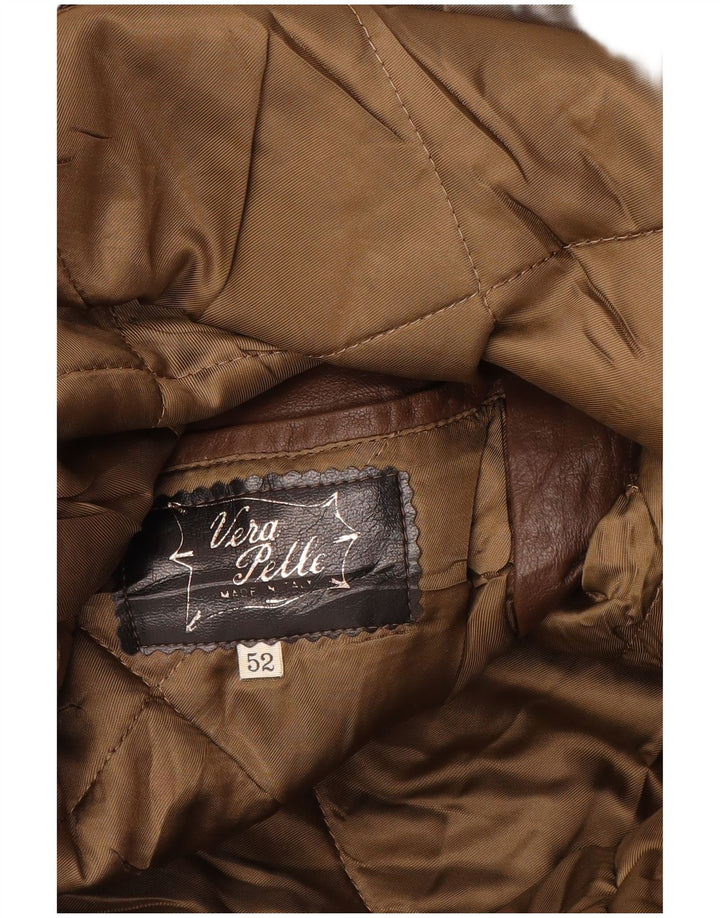 Męska kurtka skórzana VINTAGE IT 52 XL, brązowa skóra